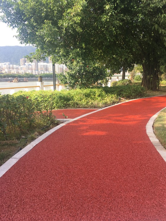 彩色透水混凝土公園案例----安溪員潭公園漫道